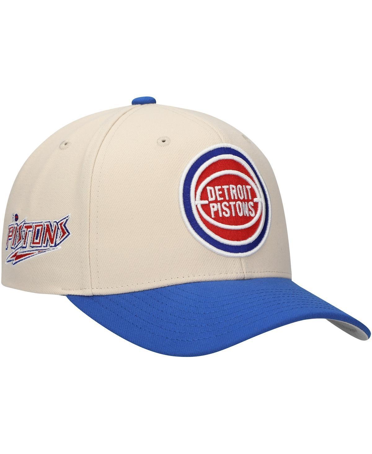 Mitchell & Ness Mens Cream Detroit Pistons Game On Two-Tone Pro Crown Adjustable Hat Product Image