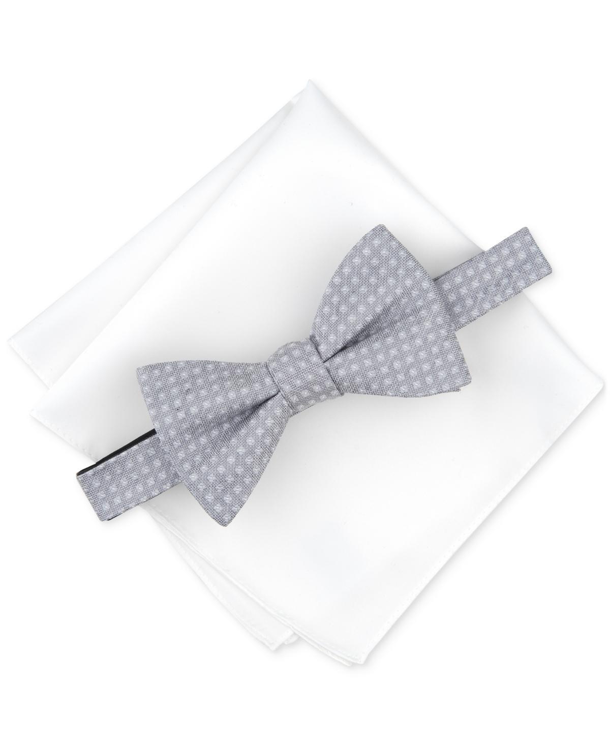 Alfani Mens Hazel Square-Pattern Bow Tie & Solid Pocket Square Set, Created for Macys Product Image