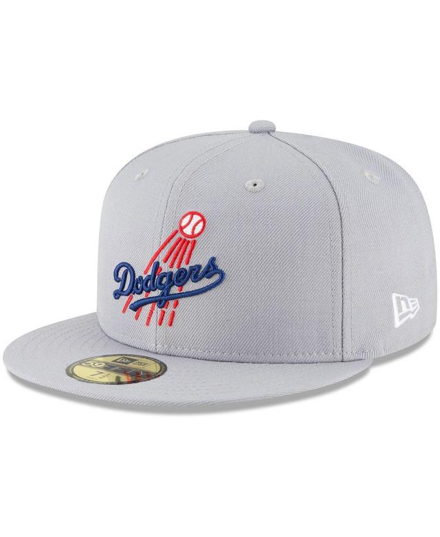 Mens New Era Gray Los Angeles Dodgers Cooperstown Collection Logo 59Fifty Fitted Hat Product Image