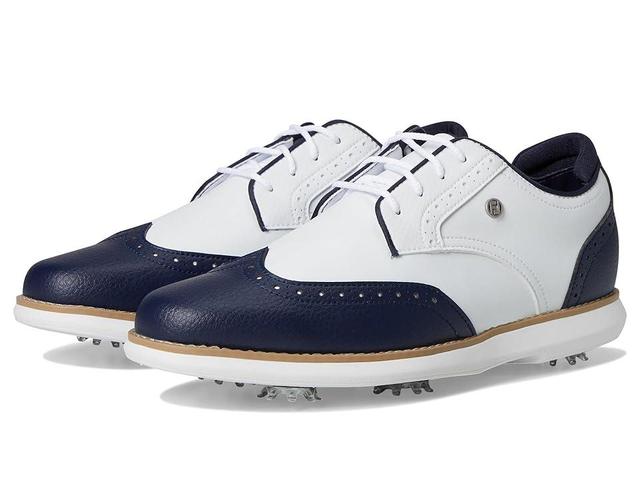 FootJoy Traditions Shield Tip Golf Shoes Navy/White) Women's Golf Shoes Product Image