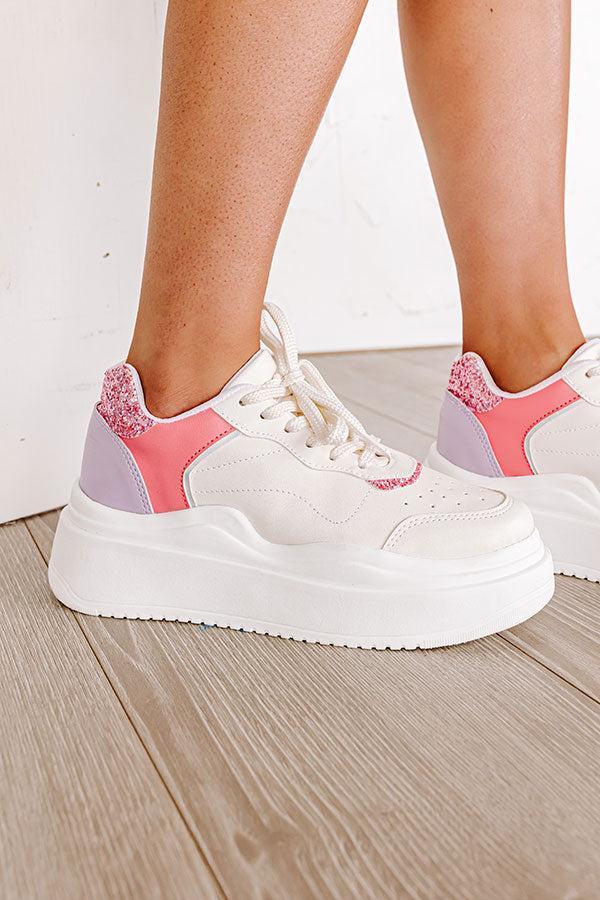 The Avianna Faux Leather Sneaker In Pink Product Image