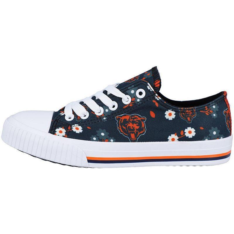 Womens Foco Navy Chicago Bears Flower Canvas Allover Shoes Product Image