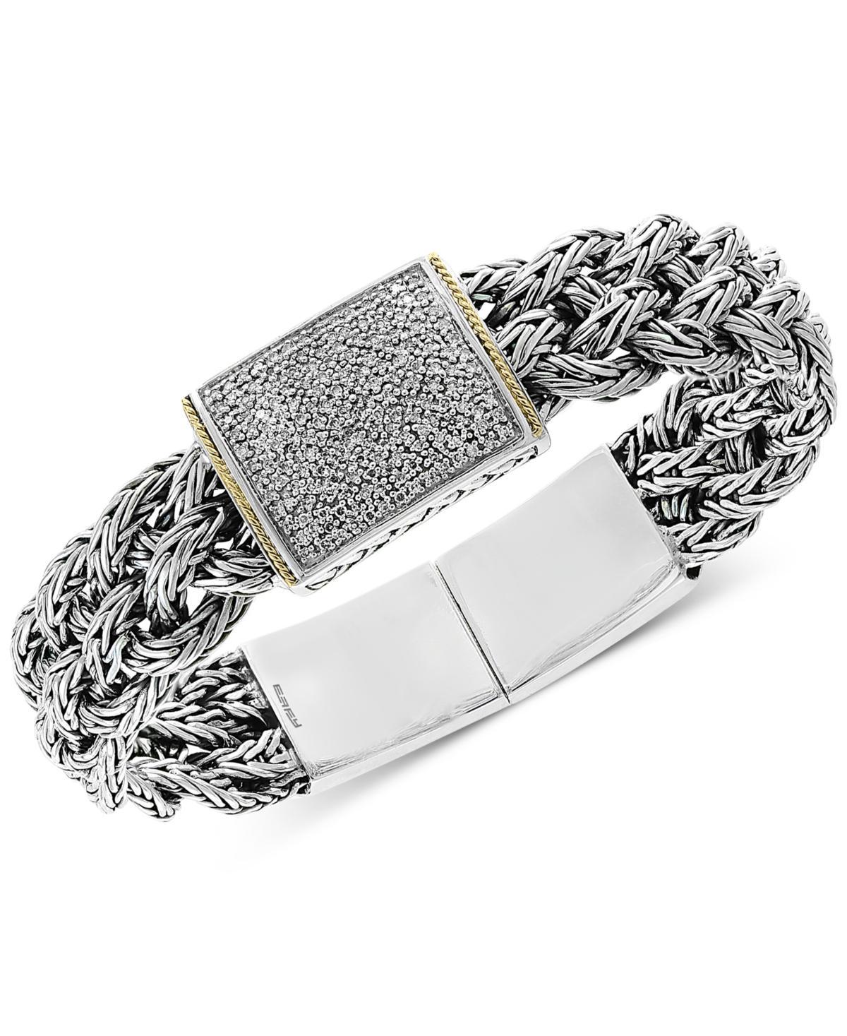 Diamond Pave Woven Bracelet (1/2 ct. t.w.) in Sterling Silver & 18k Gold - Gold Product Image