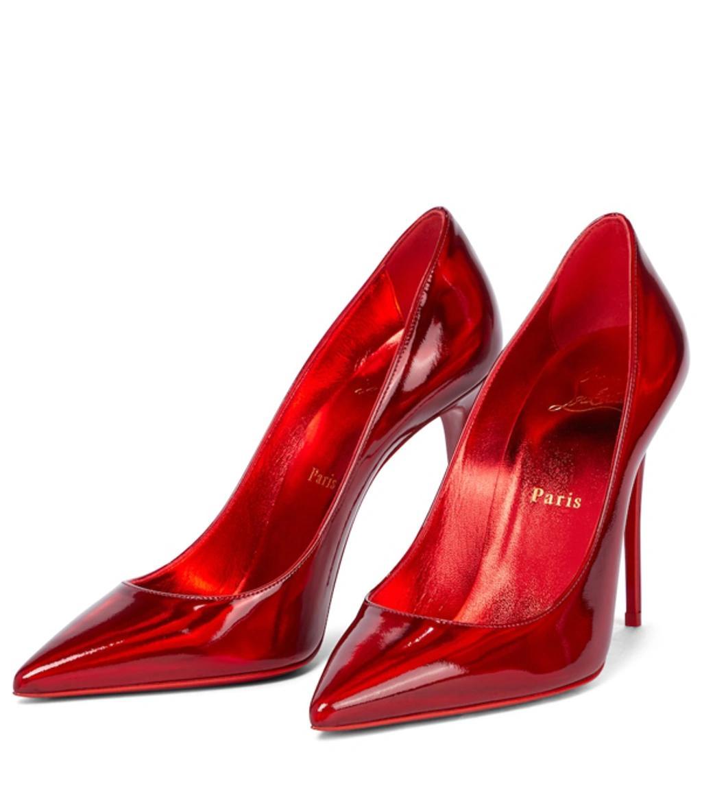 CHRISTIAN LOUBOUTIN Kate Patent Pointed-toe Red Sole High-heel Pumps Product Image