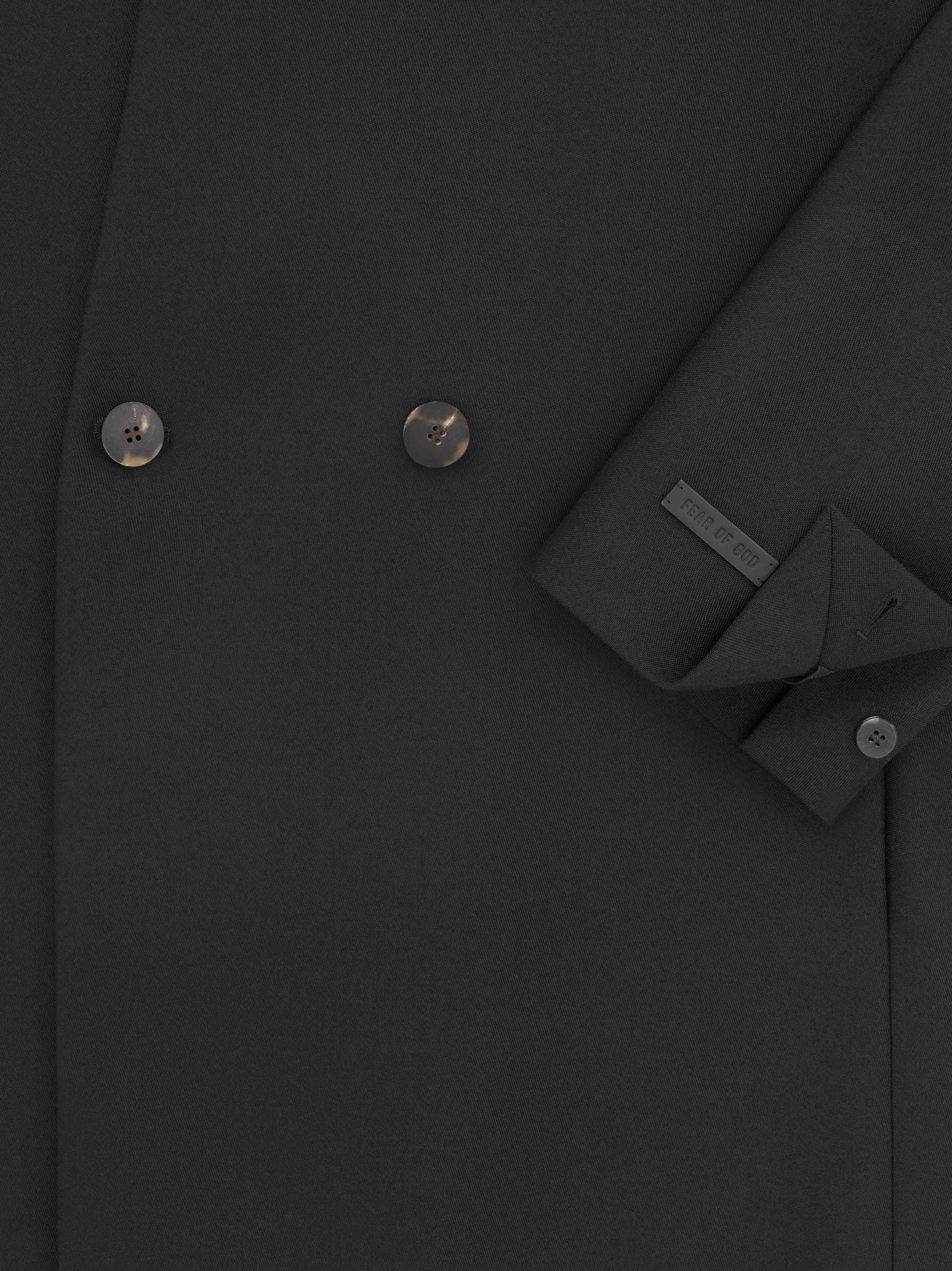 Wool Gabardine Double Breasted Lapelless Blazer Product Image