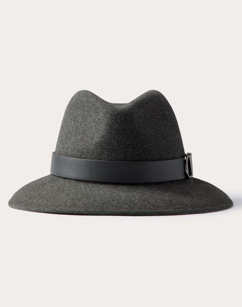 VLOGO SIGNATURE RABBIT FUR AND LEATHER FEDORA HAT  product image