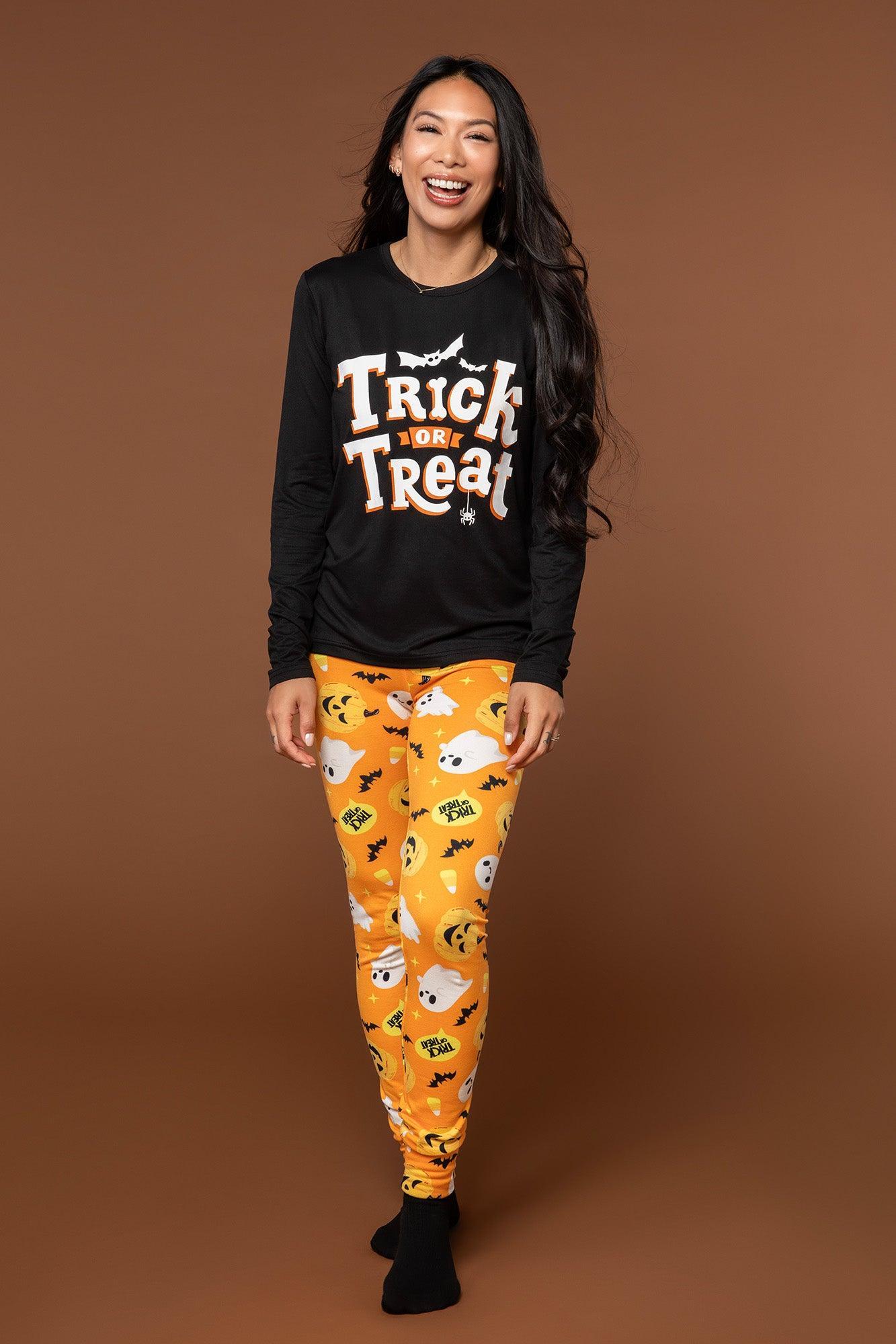 Womens Match the Family Trick or Treat 2 Piece Pajama Set Female Product Image