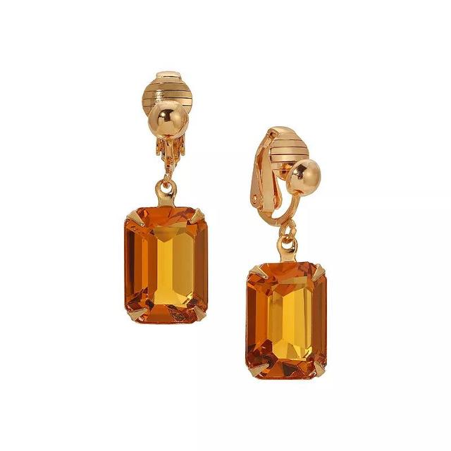 1928 Gold Tone Orange Crystal Clip-On Earrings, Womens, Beige Product Image