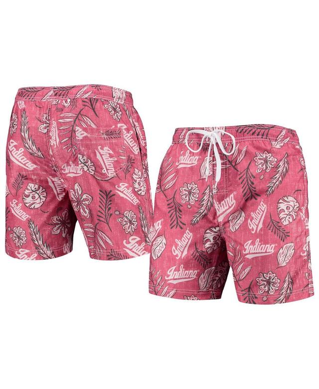 Mens Wes & Willy Crimson Indiana Hoosiers Vintage Floral Swim Trunks Product Image