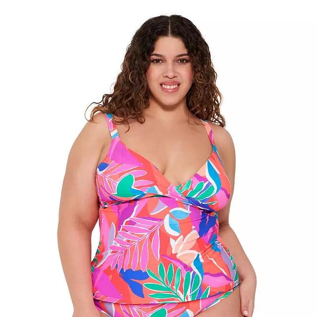 Plus Size Freshwater Twist Front Tankini Top, Womens Product Image