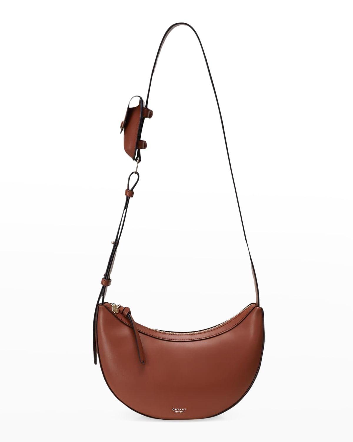 Oryany Rookie Half-Moon Leather Crossbody Bag - Toffee TanDAMAGE Product Image