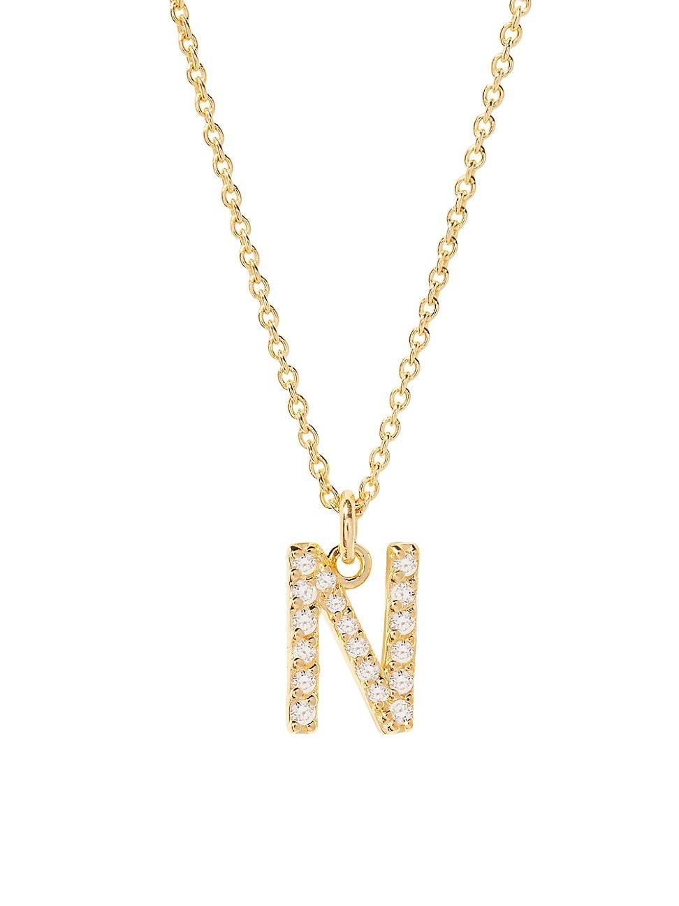 Womens Blaire 14K-Yellow-Gold Vermeil & 0.3-0.11 TCW Diamond Initial Pendant Necklace Product Image