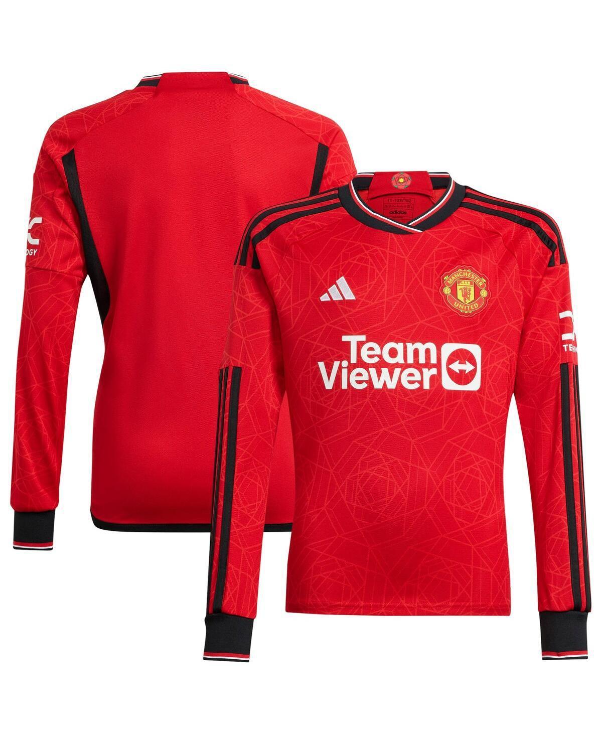 Mens adidas Manchester United 2023/24 Home Replica Long Sleeve Jersey - Red Product Image