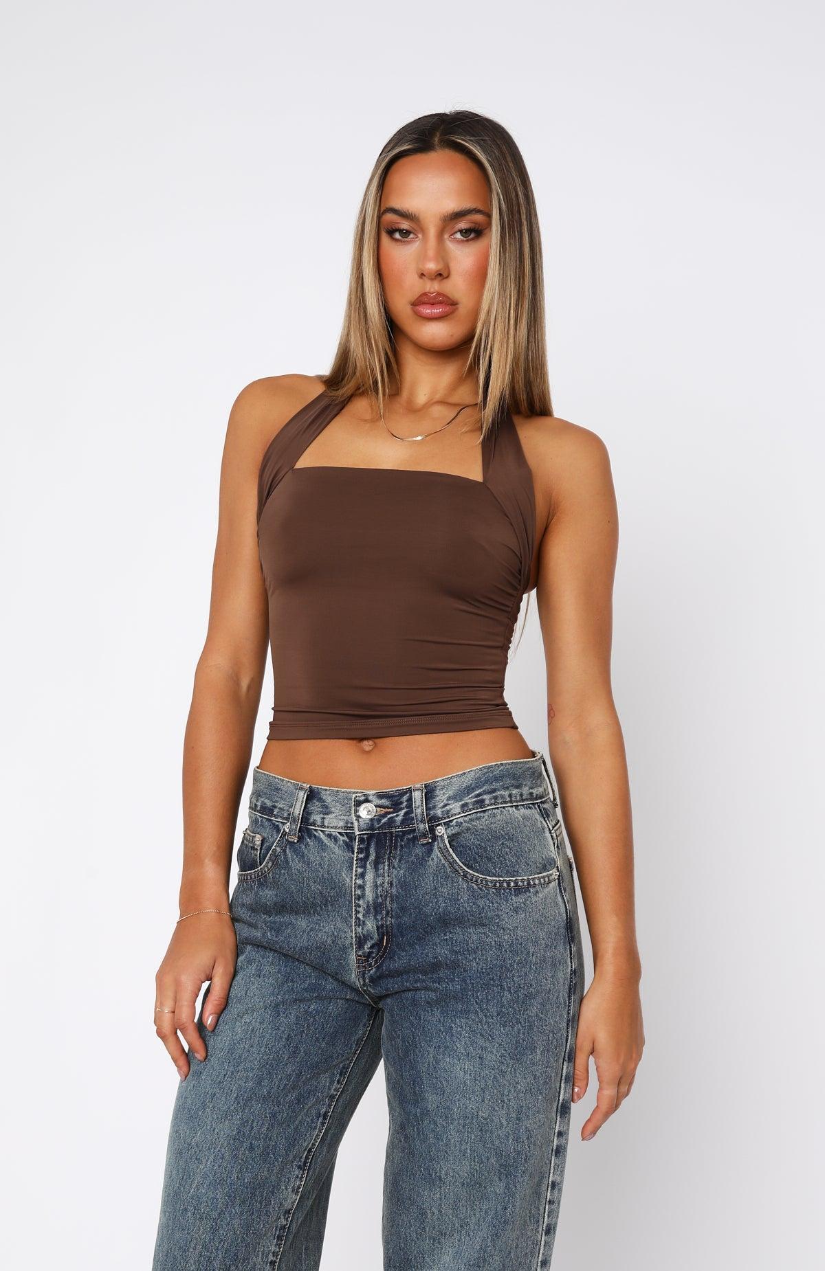 Out Of Touch Halter Top Chocolate Product Image