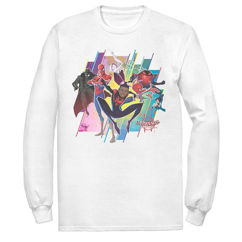 Mens Marvel Spider-Man Spiderverse Colorful Group Long Sleeve Graphic Tee Product Image