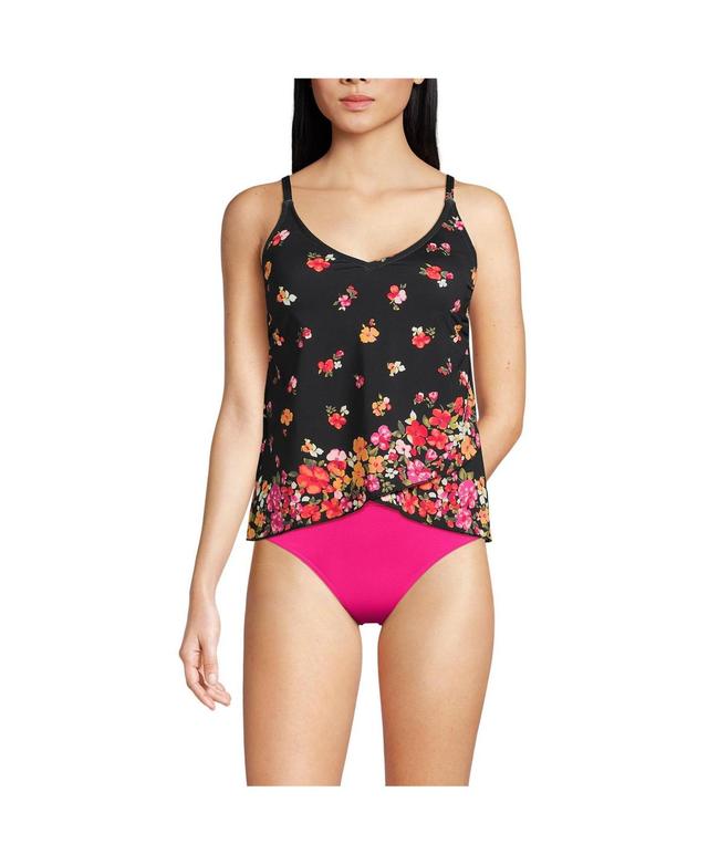 Womens Lands End Chlorine Resistant Tulip Hem Tankini Swimsuit Top Blue Fern Floral Product Image