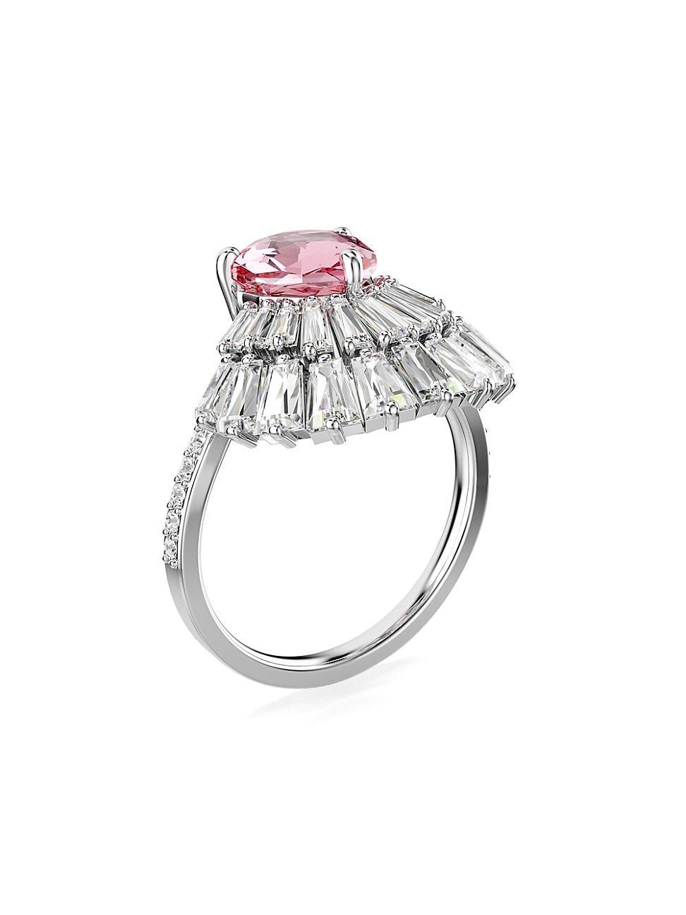 Womens Idyllia Rhodium-Plated & Crystal Cocktail Ring Product Image