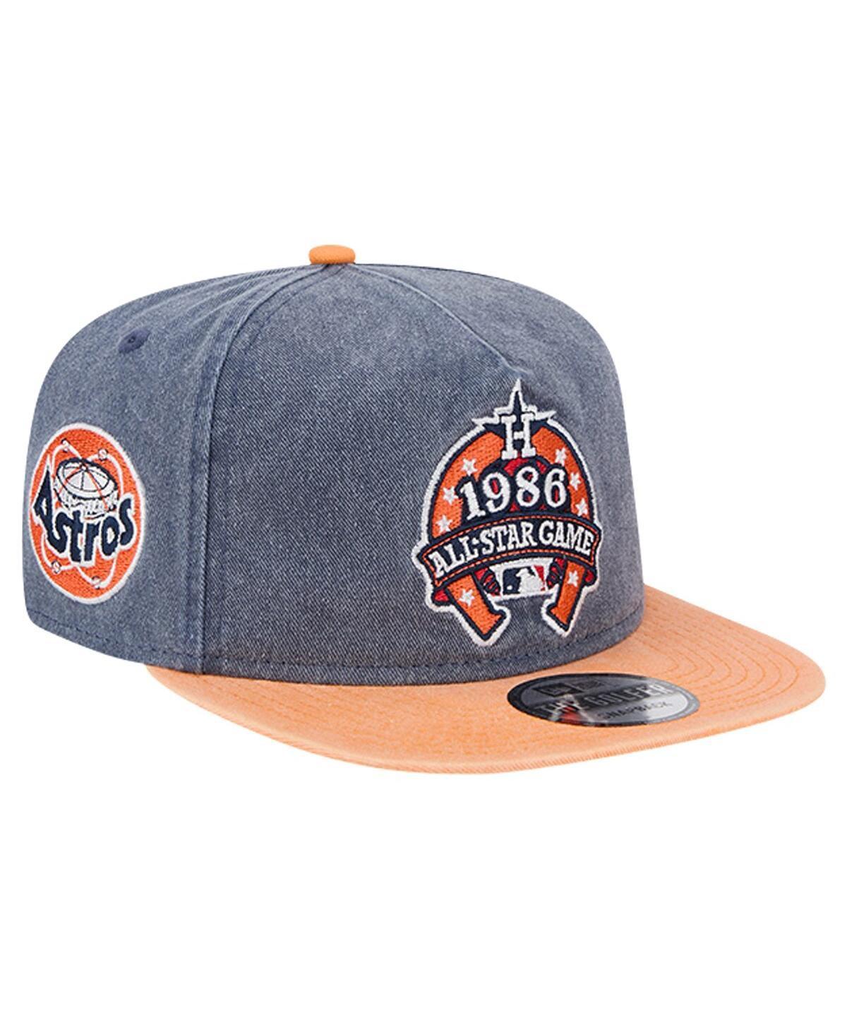 Mens New Era /Orange Houston Astros 1986 MLB All-Star Game Pigment Dye Golfer Snapback Hat, Blue Product Image