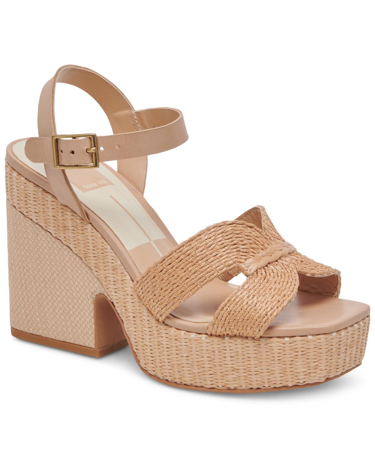 Dolce Vita Cale Raffia Ankle Strap Platform Sandals Product Image