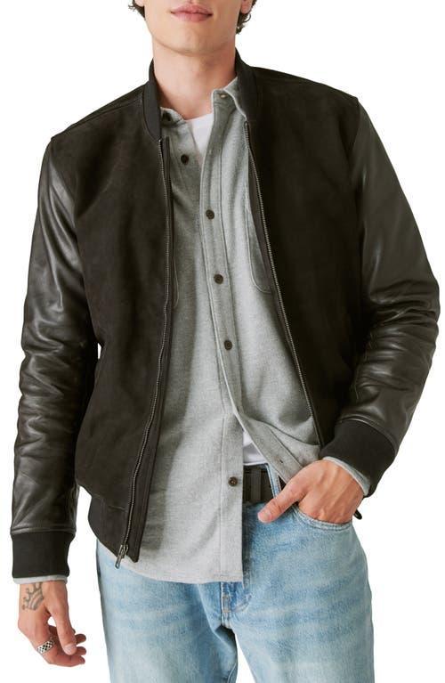 Lucky Brand Mixed Media Leather Bomber Jacket Product Image