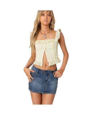 Edikted Womens Square neck ruffled corset top Product Image