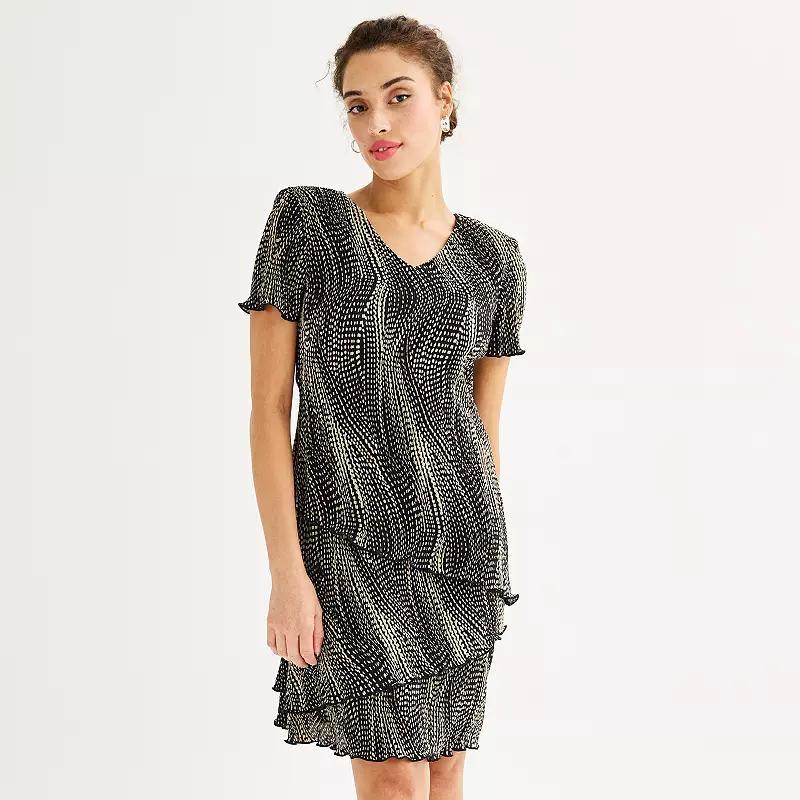 Womens Connected Apparel V-Neck Tiered Mini Dress Product Image