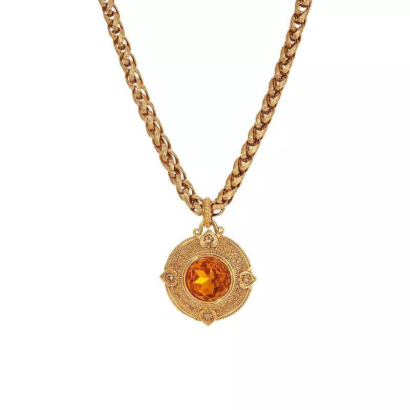 1928 Gold Tone Orange Crystal Pendant Necklace, Womens, Beige Product Image