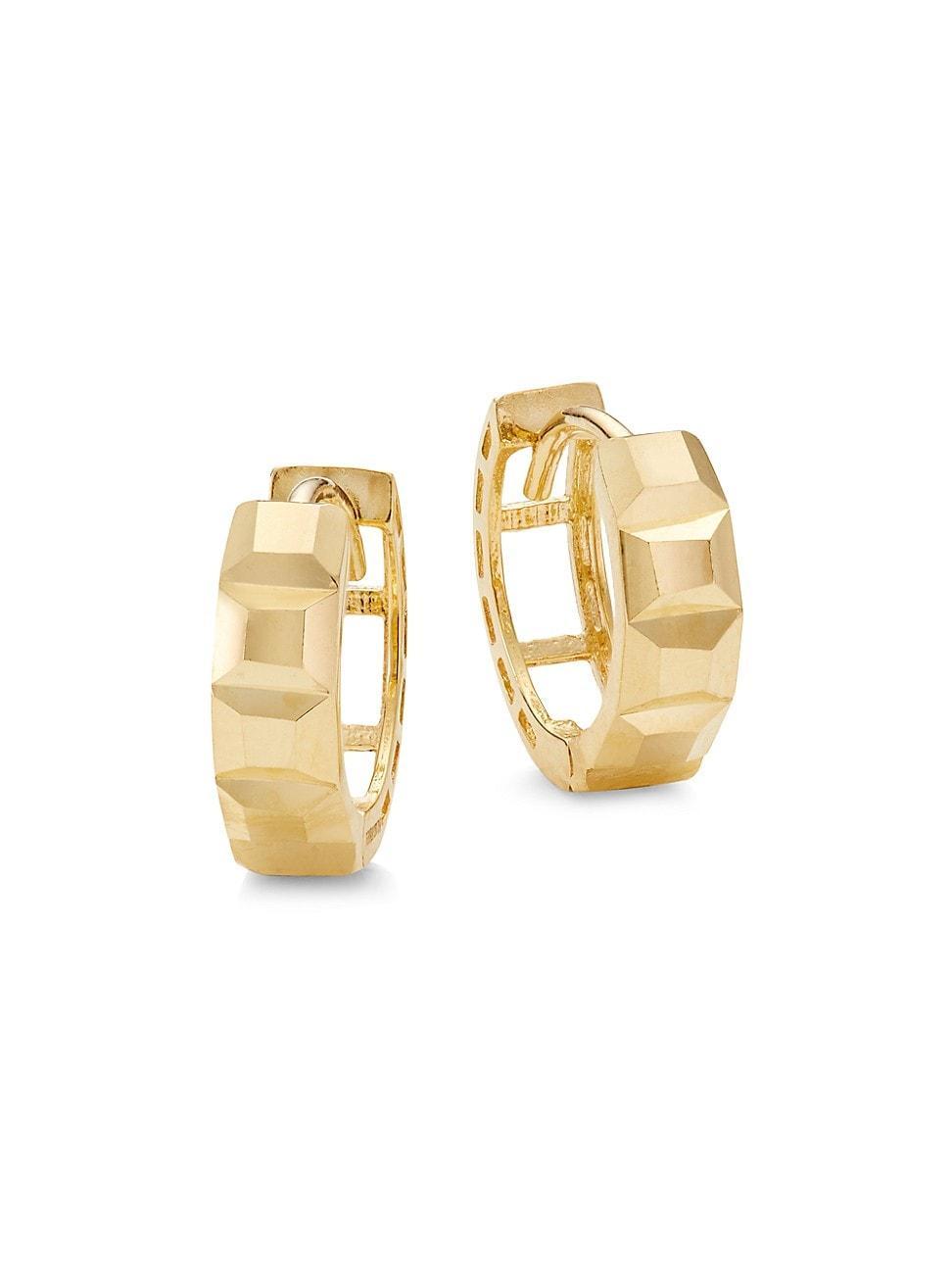 Womens 14K Gold Faceted Huggie Hoops Product Image