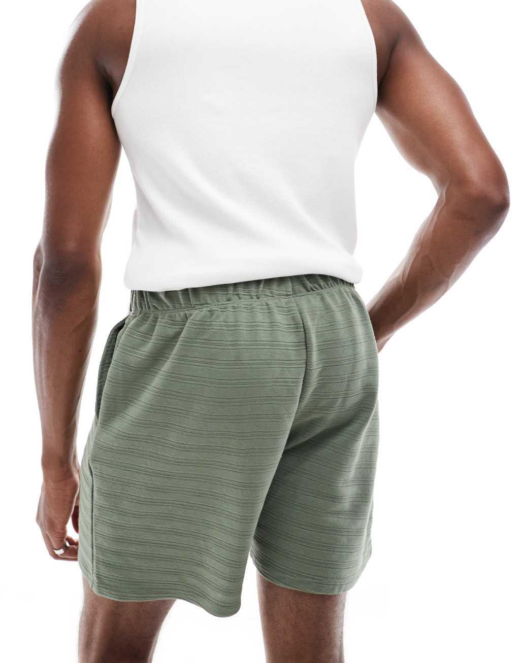 ASOS DESIGN fancy pique lounge short in green Product Image