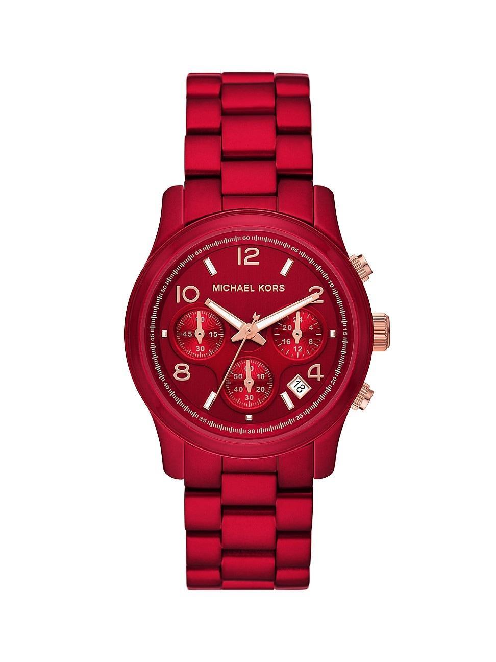 Womens Runway Red-Coated Stainless Steel Chronograph Bracelet Watch Product Image