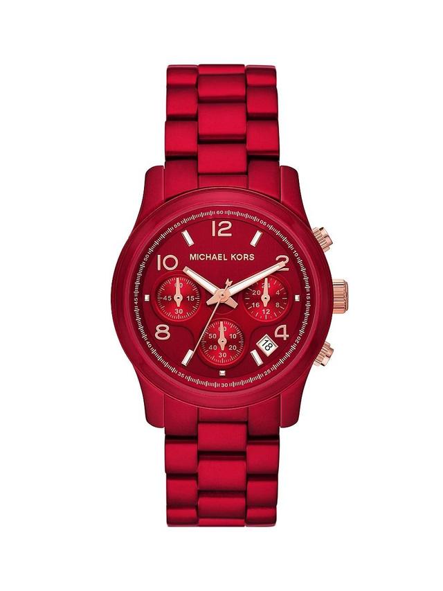 Womens Runway Red-Coated Stainless Steel Chronograph Bracelet Watch Product Image