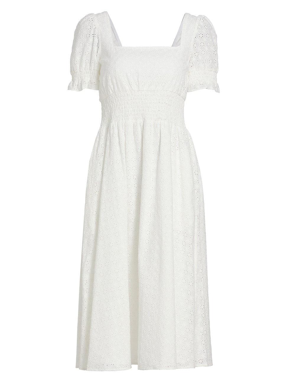 Womens Holland Smocked Eyelet Dress Product Image