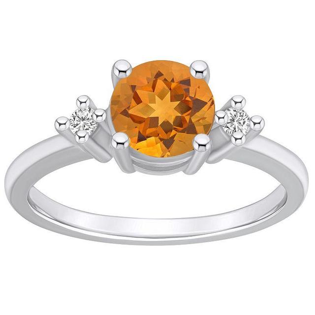 Alyson Layne 14k White Gold Round Citrine & Diamond Accent Ring, Womens Product Image