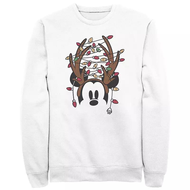 Disneys Mickey Mouse Mens Antlers With Christmas Lights Fleece Product Image