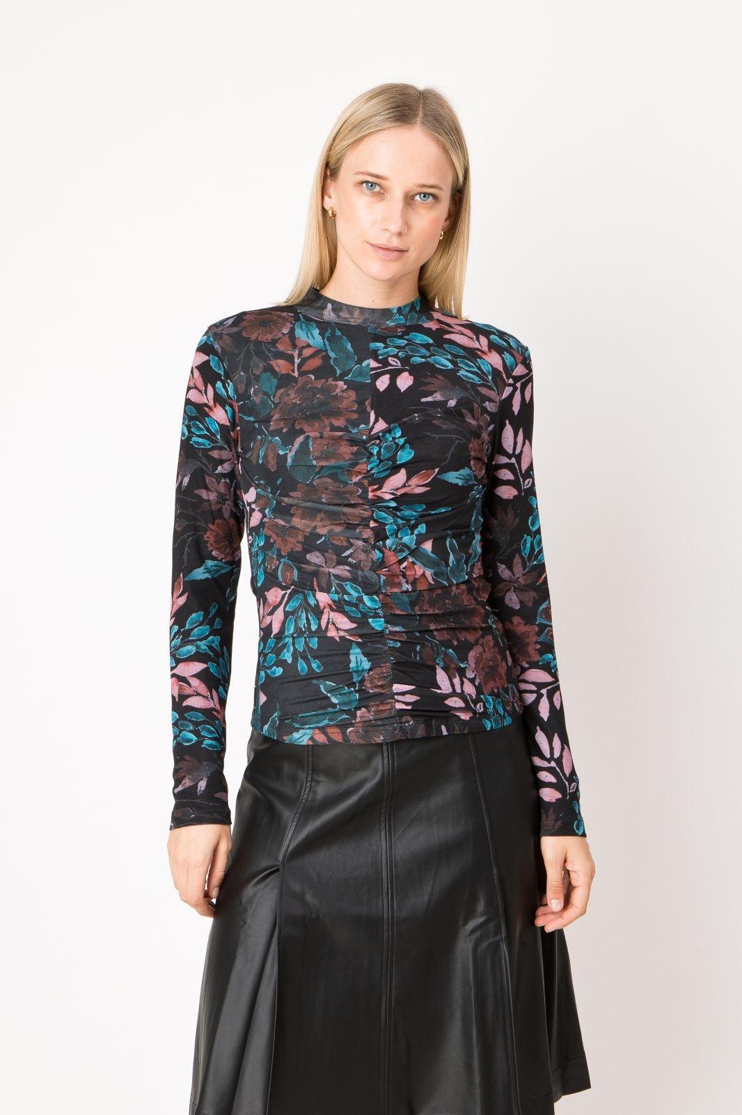 Ruched Floral Print Top Product Image