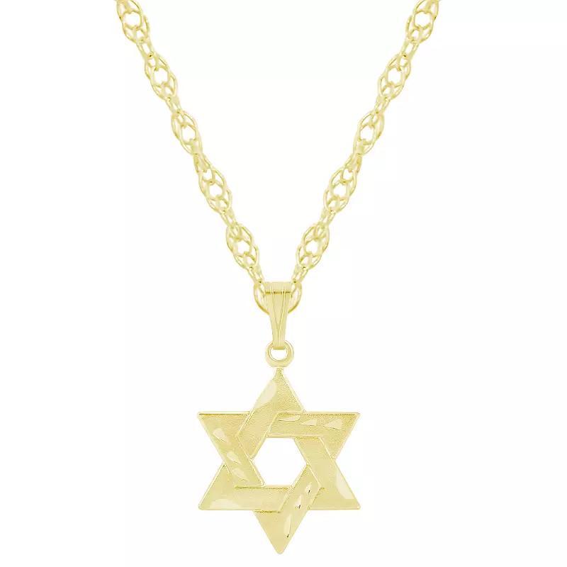 14k Gold Over Silver Star of David Pendant Necklace, Womens Gold Tone Product Image