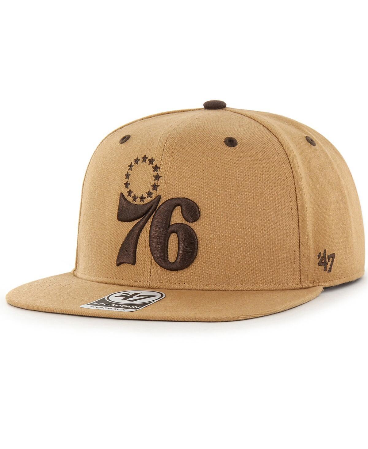 Mens 47 Tan Philadelphia 76ers Toffee Captain Snapback Hat Product Image