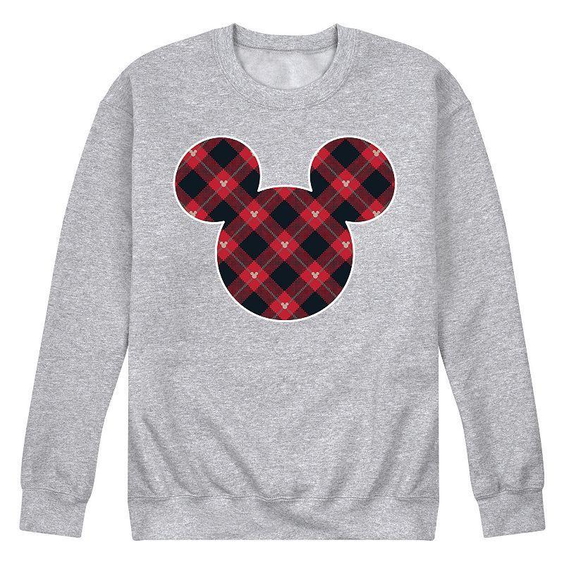 Disneys Mens Mickey Mouse Silhouette Plaid Fill Tee Med Grey Product Image