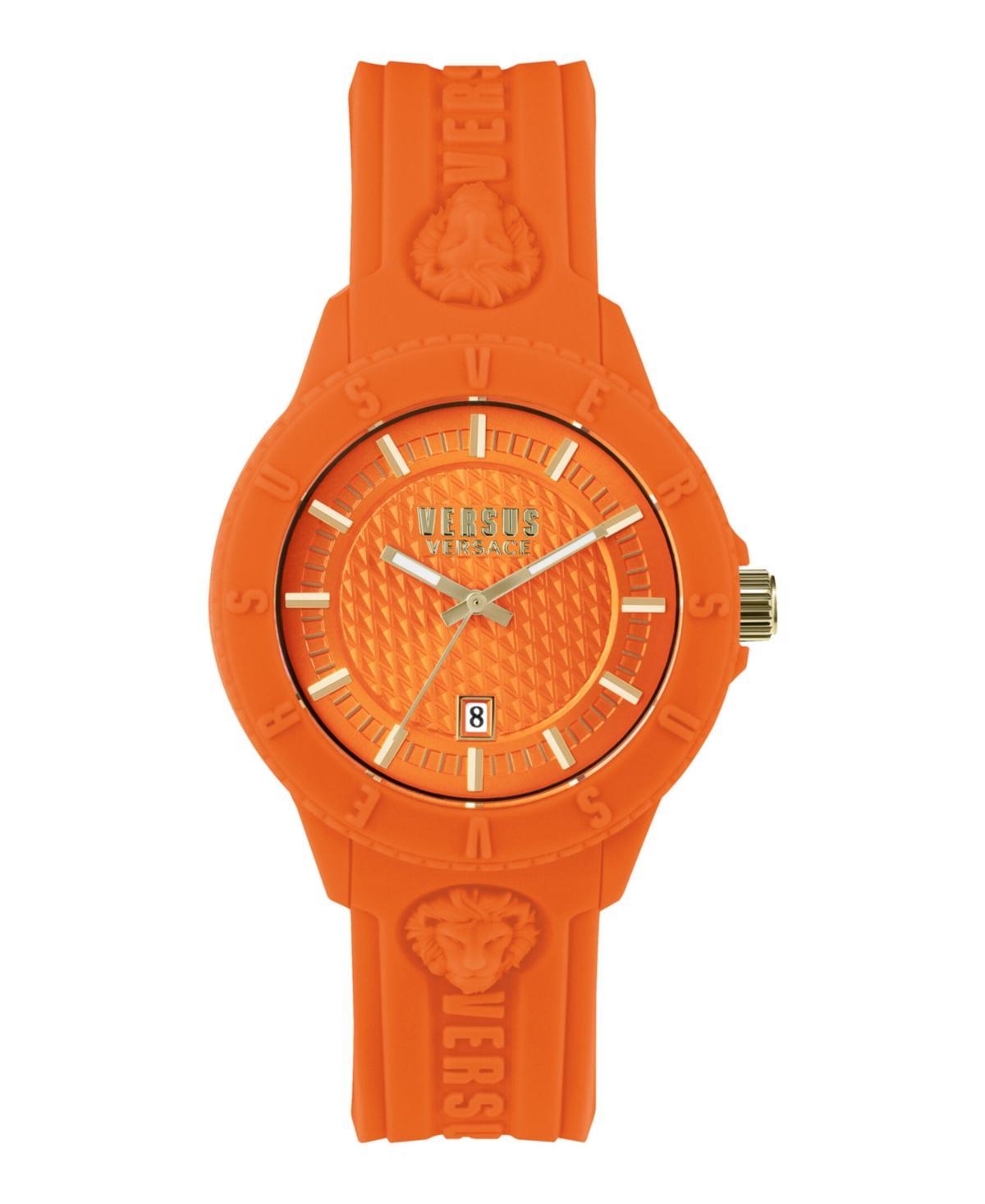 Versus Versace Mens 3 Hand Date Quartz Tokyo Orange Silicone Watch, 43mm Product Image