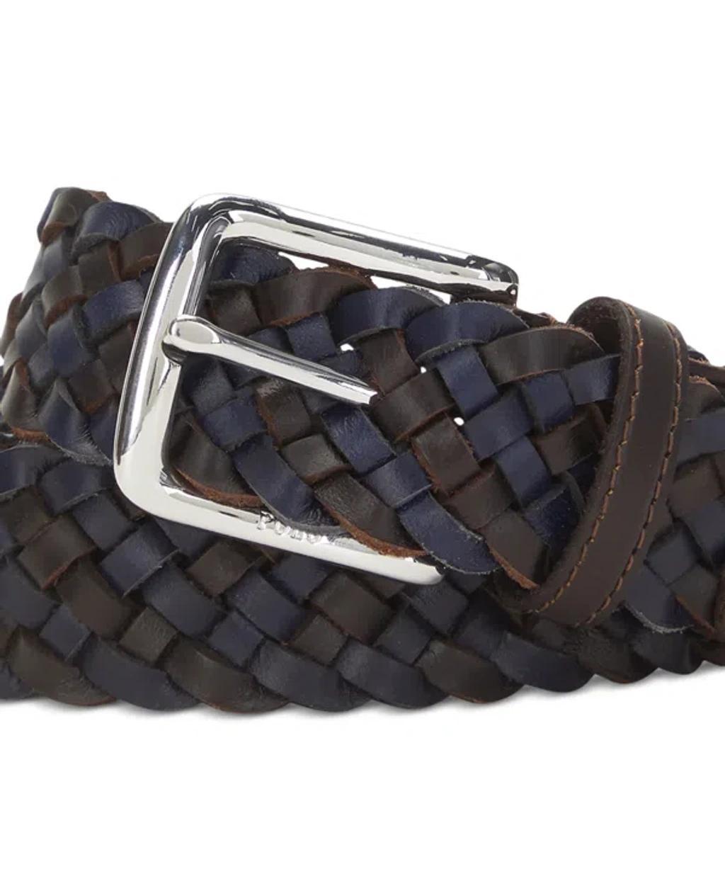 POLO RALPH LAUREN Men's Braided Leather Belt In Navy,dkbwn Product Image