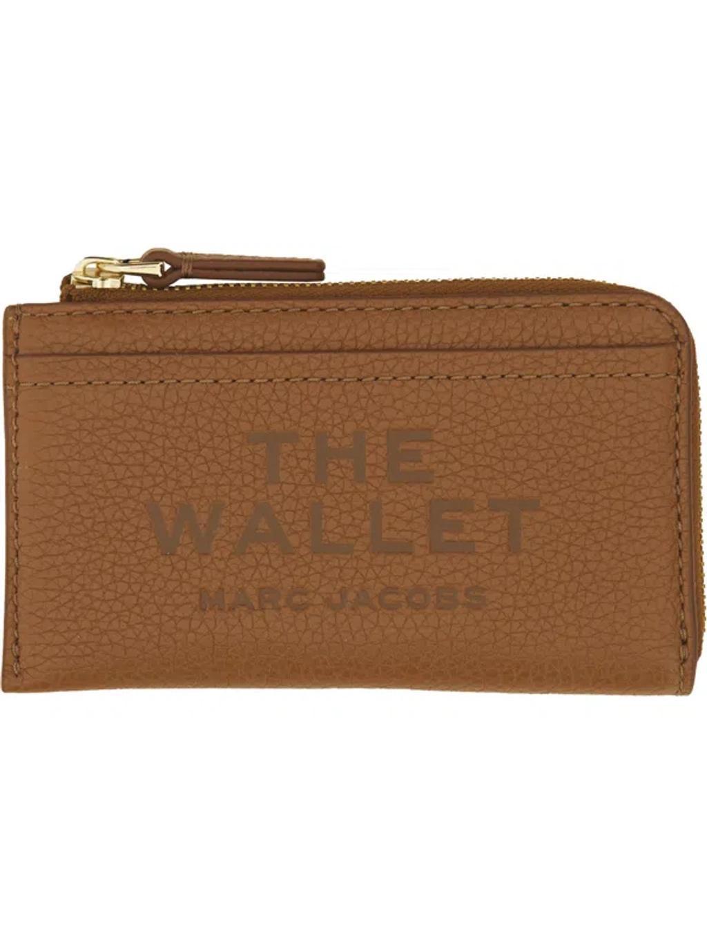 MARC JACOBS Leather Card Holder In Buff Product Image