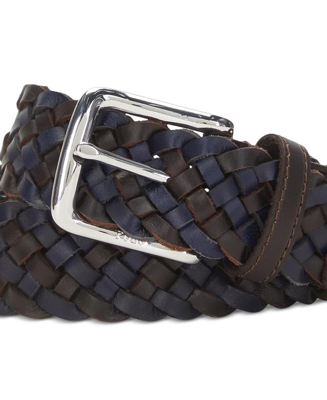 Polo Ralph Lauren Mens Braided Leather Belt - Navy Product Image