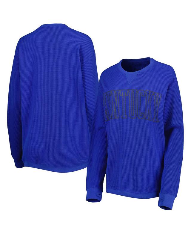 Womens Pressbox Royal Kentucky Wildcats Surf Plus Size Southlawn Waffle-Knit Thermal Tri-Blend Long Sleeve T-shirt Product Image