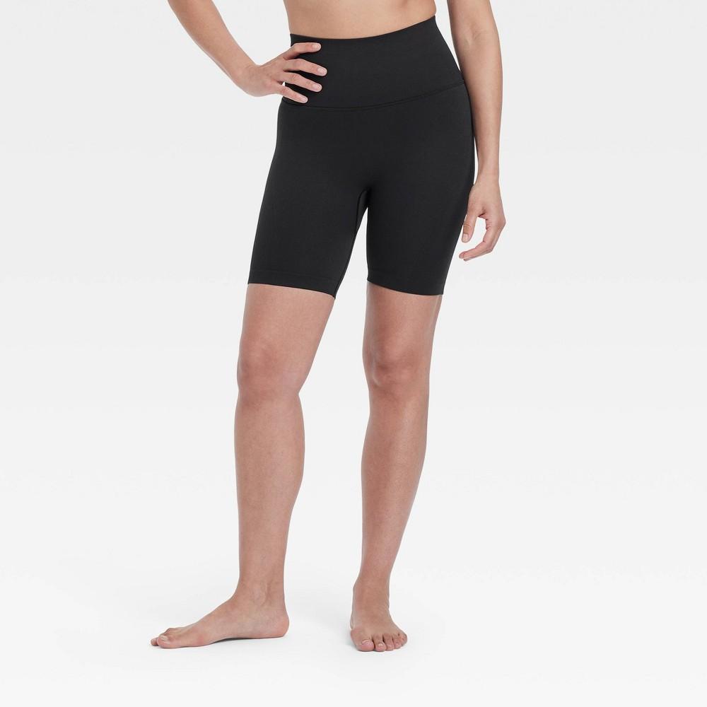 Womens Seamless High-Rise Rib Bike Shorts 6 - All In Motion Black XS Product Image