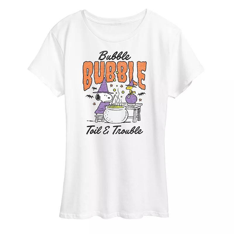 Plus Size Peanuts Snoopy & Woodstock Bubble Bubble Toil Trouble Graphic Tee, Womens Product Image