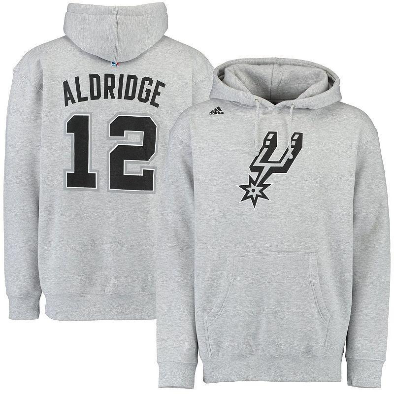 Mens adidas LaMarcus Aldridge Gray San Antonio Spurs Name and Number Pullover Hoodie Product Image