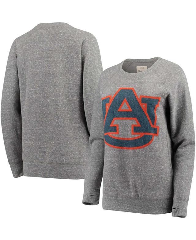 Womens Pressbox Heathered Gray Auburn Tigers Big Team Logo Knobi Fleece Tri-Blend Crew Neck Sweatshirt Product Image