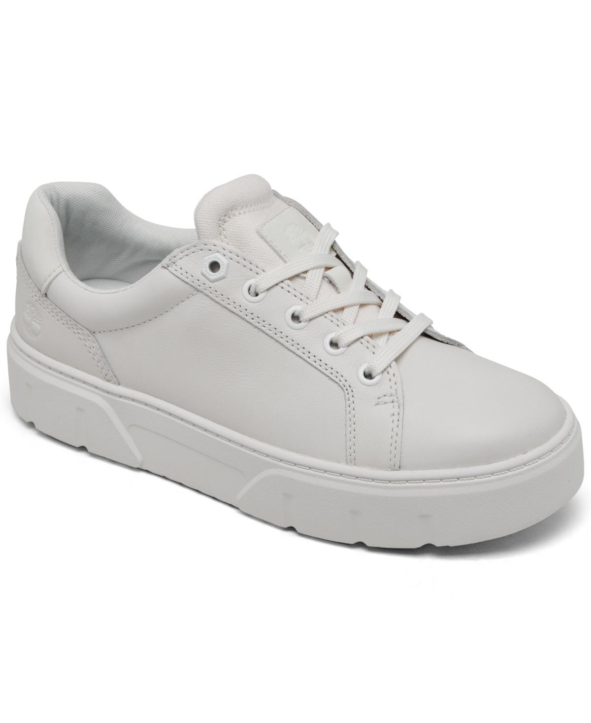 Timberland Women's Laurel Court Low Lace-Up Sneaker, White Full-Grain, 7 Product Image