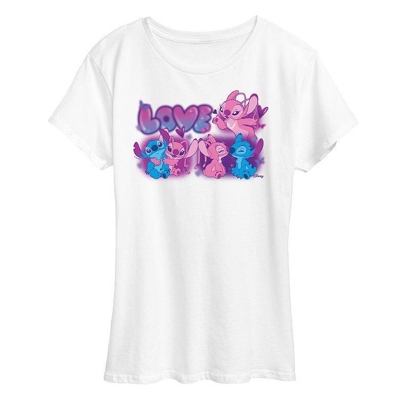 Disneys Lilo & Stitch Womens Love Grid Graphic Tee Product Image