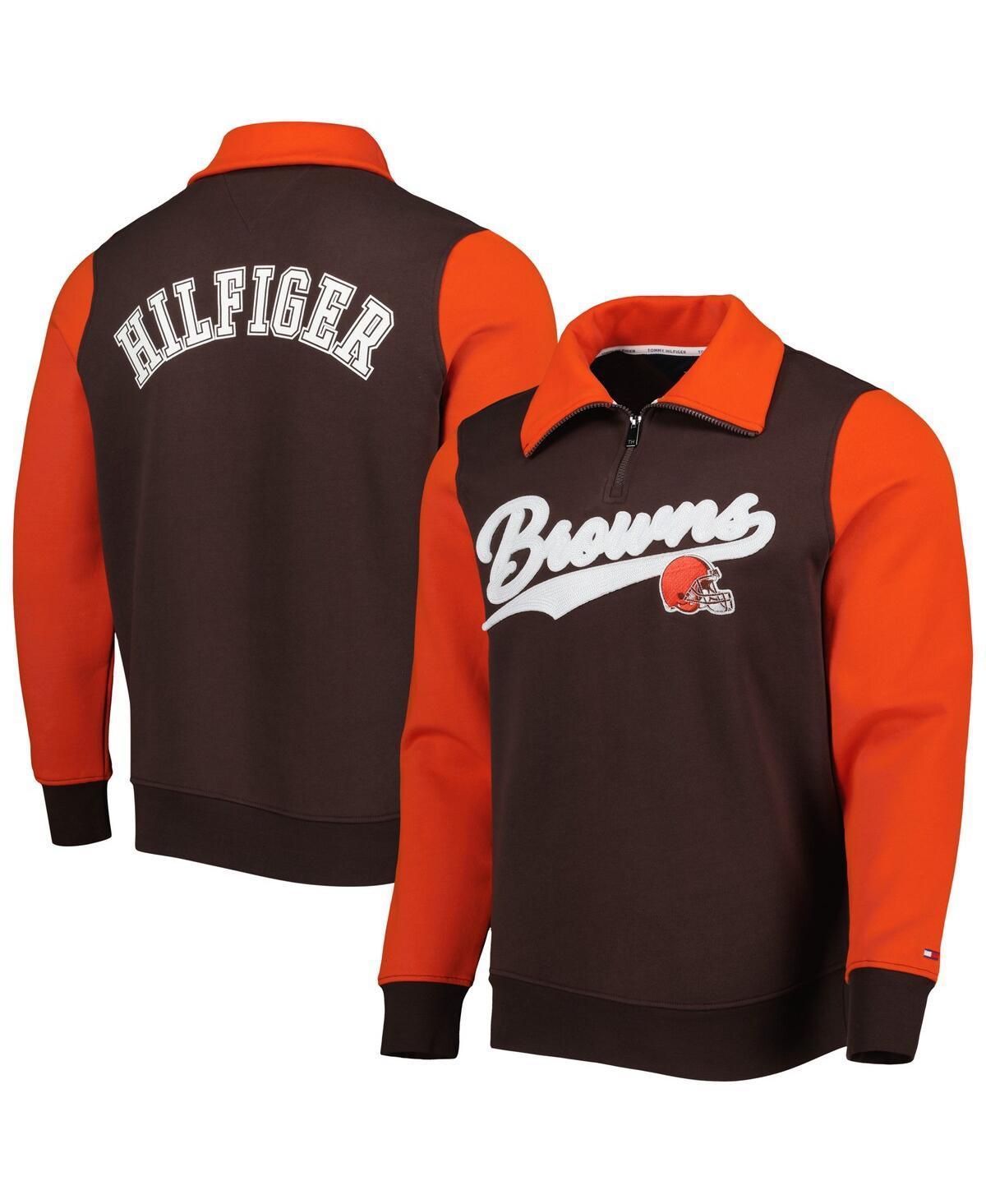 Mens Tommy Hilfiger Brown Cleveland Browns Aiden Quarter-Zip Top - Brown Product Image